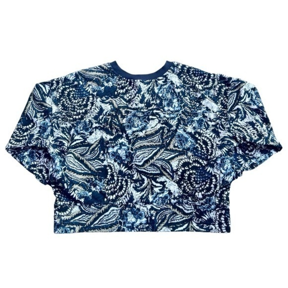 Joie Navy Blue Paisley Printed Cropped Sweatshirt Size Large‎